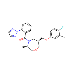 Cc1cc(OC[C@H]2COC[C@@H](C)N(C(=O)c3ccccc3-n3nccn3)C2)ccc1F ZINC000068205330