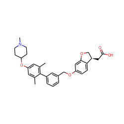 Cc1cc(OC2CCN(C)CC2)cc(C)c1-c1cccc(COc2ccc3c(c2)OC[C@H]3CC(=O)O)c1 ZINC000084741367