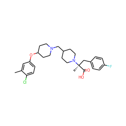 Cc1cc(OC2CCN(CC3CCN([C@@](C)(Cc4ccc(F)cc4)C(=O)O)CC3)CC2)ccc1Cl ZINC000095574378