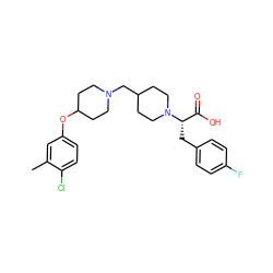 Cc1cc(OC2CCN(CC3CCN([C@@H](Cc4ccc(F)cc4)C(=O)O)CC3)CC2)ccc1Cl ZINC000095577373