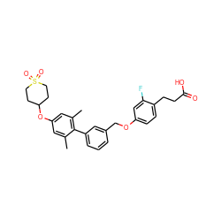 Cc1cc(OC2CCS(=O)(=O)CC2)cc(C)c1-c1cccc(COc2ccc(CCC(=O)O)c(F)c2)c1 ZINC000038362672