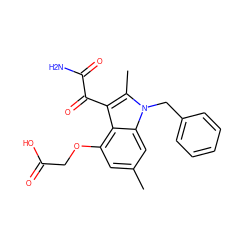 Cc1cc(OCC(=O)O)c2c(C(=O)C(N)=O)c(C)n(Cc3ccccc3)c2c1 ZINC000013686498