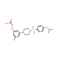 Cc1cc(OCC(=O)O)cc(N2CCN(S(=O)(=O)c3ccc(OC(C)C)cc3)CC2)c1 ZINC001772636711