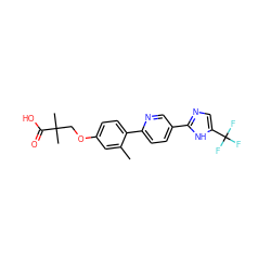 Cc1cc(OCC(C)(C)C(=O)O)ccc1-c1ccc(-c2ncc(C(F)(F)F)[nH]2)cn1 ZINC000204762059