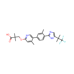 Cc1cc(OCC(C)(C)C(=O)O)ncc1-c1ccc(-c2ncc(C(C)(C)C(F)(F)F)[nH]2)c(C)c1 ZINC000218545713