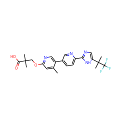 Cc1cc(OCC(C)(C)C(=O)O)ncc1-c1ccc(-c2ncc(C(C)(C)C(F)(F)F)[nH]2)nc1 ZINC000218545817