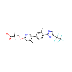 Cc1cc(OCC(C)(C)C(=O)O)ncc1-c1ccc(-c2ncc(C(F)(F)C(F)(F)F)[nH]2)c(C)c1 ZINC000218560162