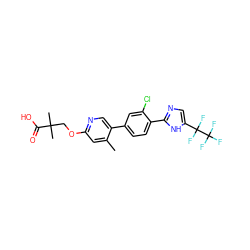 Cc1cc(OCC(C)(C)C(=O)O)ncc1-c1ccc(-c2ncc(C(F)(F)C(F)(F)F)[nH]2)c(Cl)c1 ZINC000221017963