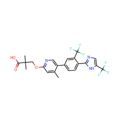 Cc1cc(OCC(C)(C)C(=O)O)ncc1-c1ccc(-c2ncc(C(F)(F)F)[nH]2)c(C(F)(F)F)c1 ZINC000218560583