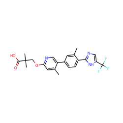 Cc1cc(OCC(C)(C)C(=O)O)ncc1-c1ccc(-c2ncc(C(F)(F)F)[nH]2)c(C)c1 ZINC000150288471