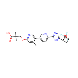 Cc1cc(OCC(C)(C)C(=O)O)ncc1-c1ccc(-c2ncc(C3(C(F)(F)F)CCC3)[nH]2)nc1 ZINC000218546014