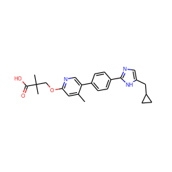 Cc1cc(OCC(C)(C)C(=O)O)ncc1-c1ccc(-c2ncc(CC3CC3)[nH]2)cc1 ZINC000218558713