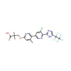 Cc1cc(OCC(C)(C)C(=O)O)ncc1-c1cnc(-c2ncc(C(F)(F)C(F)(F)F)[nH]2)c(Cl)c1 ZINC000221003794