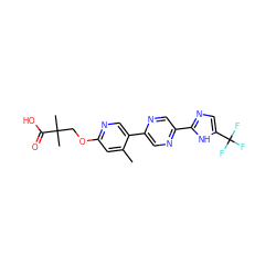 Cc1cc(OCC(C)(C)C(=O)O)ncc1-c1cnc(-c2ncc(C(F)(F)F)[nH]2)cn1 ZINC000200832623