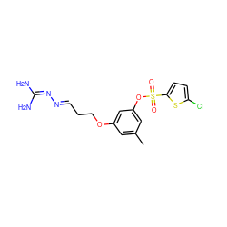 Cc1cc(OCC/C=N/N=C(N)N)cc(OS(=O)(=O)c2ccc(Cl)s2)c1 ZINC000027312884