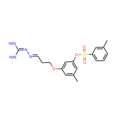 Cc1cc(OCC/C=N/N=C(N)N)cc(OS(=O)(=O)c2cccc(C)c2)c1 ZINC000027315199