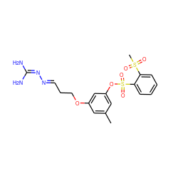 Cc1cc(OCC/C=N/N=C(N)N)cc(OS(=O)(=O)c2ccccc2S(C)(=O)=O)c1 ZINC000027316757