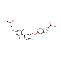 Cc1cc(OCC[C@@H](C)O)cc(C)c1-c1ccc(F)c(COc2cc3c(cn2)[C@@H]2[C@@H](C(=O)O)[C@@H]2C3)c1 ZINC000143966141