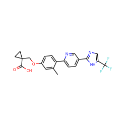 Cc1cc(OCC2(C(=O)O)CC2)ccc1-c1ccc(-c2ncc(C(F)(F)F)[nH]2)cn1 ZINC000218550147