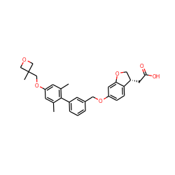 Cc1cc(OCC2(C)COC2)cc(C)c1-c1cccc(COc2ccc3c(c2)OC[C@@H]3CC(=O)O)c1 ZINC000084651901