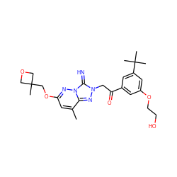 Cc1cc(OCC2(C)COC2)nn2c(=N)n(CC(=O)c3cc(OCCO)cc(C(C)(C)C)c3)nc12 ZINC000115496398