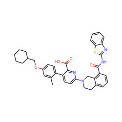 Cc1cc(OCC2CCCCC2)ccc1-c1ccc(N2CCc3cccc(C(=O)Nc4nc5ccccc5s4)c3C2)nc1C(=O)O ZINC000144499018