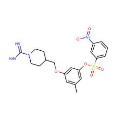 Cc1cc(OCC2CCN(C(=N)N)CC2)cc(OS(=O)(=O)c2cccc([N+](=O)[O-])c2)c1 ZINC000027890362