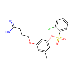 Cc1cc(OCCCC(=N)N)cc(OS(=O)(=O)c2ccccc2Cl)c1 ZINC000027981995