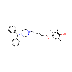 Cc1cc(OCCCCCN2CCN(C(c3ccccc3)c3ccccc3)CC2)c(C)c(C)c1O ZINC000026478731