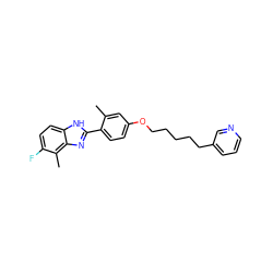 Cc1cc(OCCCCCc2cccnc2)ccc1-c1nc2c(C)c(F)ccc2[nH]1 ZINC000049035517