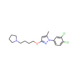 Cc1cc(OCCCCN2CCCC2)nn1-c1ccc(Cl)c(Cl)c1 ZINC000095553303