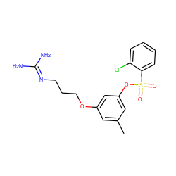 Cc1cc(OCCCN=C(N)N)cc(OS(=O)(=O)c2ccccc2Cl)c1 ZINC000029346802