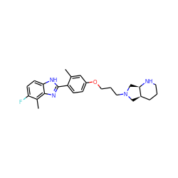 Cc1cc(OCCCN2C[C@@H]3CCCN[C@@H]3C2)ccc1-c1nc2c(C)c(F)ccc2[nH]1 ZINC000049035834