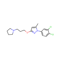 Cc1cc(OCCCN2CCCC2)nn1-c1ccc(Cl)c(Cl)c1 ZINC000095552287