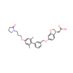 Cc1cc(OCCCN2CCCC2=O)cc(C)c1-c1cccc(COc2ccc3c(c2)OC[C@H]3CC(=O)O)c1 ZINC000084759389