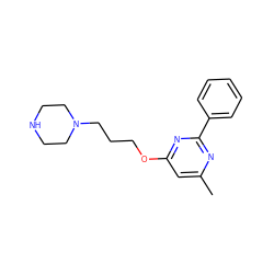 Cc1cc(OCCCN2CCNCC2)nc(-c2ccccc2)n1 ZINC000299837958