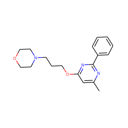 Cc1cc(OCCCN2CCOCC2)nc(-c2ccccc2)n1 ZINC000299828831