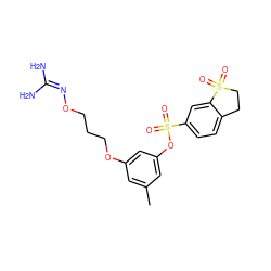 Cc1cc(OCCCON=C(N)N)cc(OS(=O)(=O)c2ccc3c(c2)S(=O)(=O)CC3)c1 ZINC000013489458