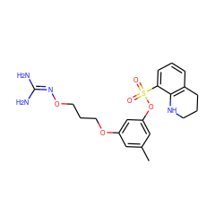 Cc1cc(OCCCON=C(N)N)cc(OS(=O)(=O)c2cccc3c2NCCC3)c1 ZINC000013489457