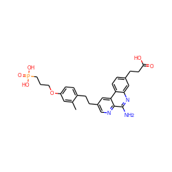 Cc1cc(OCCCP(=O)(O)O)ccc1CCc1cnc2c(N)nc3cc(CCC(=O)O)ccc3c2c1 ZINC000113252838