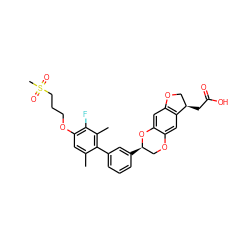 Cc1cc(OCCCS(C)(=O)=O)c(F)c(C)c1-c1cccc([C@@H]2COc3cc4c(cc3O2)OC[C@H]4CC(=O)O)c1 ZINC000096269887