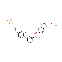 Cc1cc(OCCCS(C)(=O)=O)cc(C)c1-c1cccc([C@@H]2COc3cc4c(cc3O2)OC[C@H]4CC(=O)O)c1 ZINC000096269891