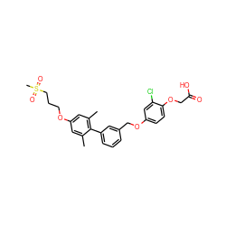 Cc1cc(OCCCS(C)(=O)=O)cc(C)c1-c1cccc(COc2ccc(OCC(=O)O)c(Cl)c2)c1 ZINC000299837646