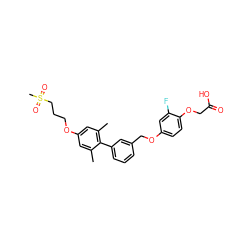 Cc1cc(OCCCS(C)(=O)=O)cc(C)c1-c1cccc(COc2ccc(OCC(=O)O)c(F)c2)c1 ZINC000299824969