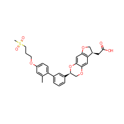 Cc1cc(OCCCS(C)(=O)=O)ccc1-c1cccc([C@@H]2COc3cc4c(cc3O2)OC[C@H]4CC(=O)O)c1 ZINC000096269882