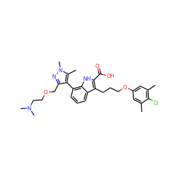 Cc1cc(OCCCc2c(C(=O)O)[nH]c3c(-c4c(COCCN(C)C)nn(C)c4C)cccc23)cc(C)c1Cl ZINC000222404950