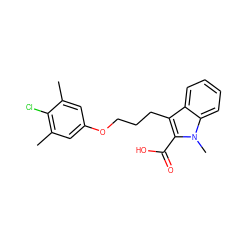 Cc1cc(OCCCc2c(C(=O)O)n(C)c3ccccc23)cc(C)c1Cl ZINC000095594284