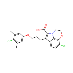 Cc1cc(OCCCc2c(C(=O)O)n3c4c(c(Cl)ccc24)OCC3)cc(C)c1Cl ZINC000299851670