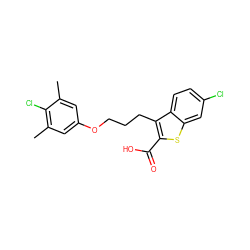 Cc1cc(OCCCc2c(C(=O)O)sc3cc(Cl)ccc23)cc(C)c1Cl ZINC000095595875