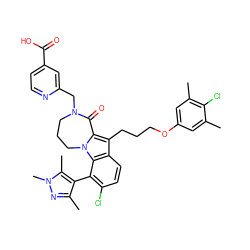 Cc1cc(OCCCc2c3n(c4c(-c5c(C)nn(C)c5C)c(Cl)ccc24)CCCN(Cc2cc(C(=O)O)ccn2)C3=O)cc(C)c1Cl ZINC001772621306